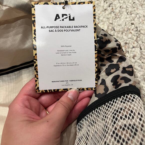 NWT APL Leopard Print Packable Backpack All Purpose Athletic Propulsion Lab - Picture 2 of 5